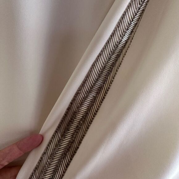 BCBGMAXAZRIA Onyx White Beaded Mini Shift Dress w/ Silver Metallic Size S $338 - Picture 8 of 14